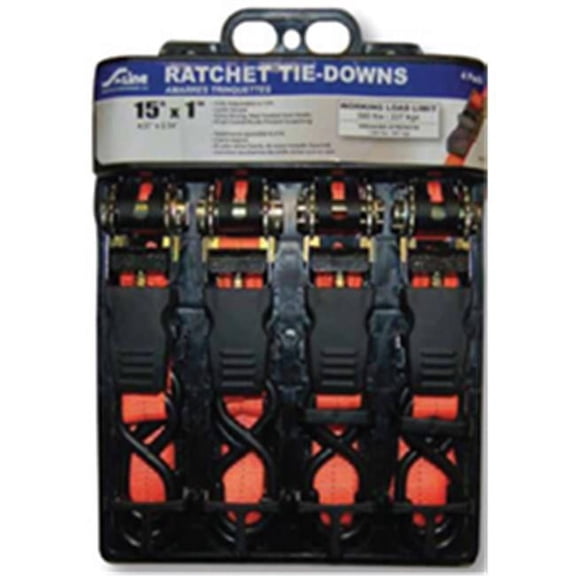 Ancra & S-Line SL91 Ratchet with Padded Handle, 1 x 15 in. - Pack of 4