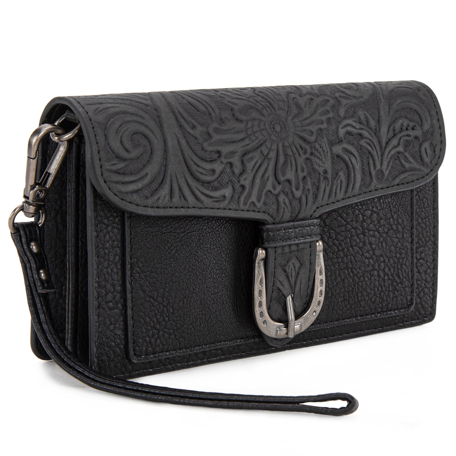 Montana West Women's Small Crossbody Purse Stylish Western Designer Clutch with Chain Strap Versatile Handbag, Black