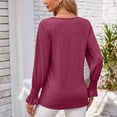thumbnail image 7 of Ahdbta Women's Fall Blouses Fashion Lace Trim Sexy V-Neck Solid Color Tee Shirts Smocked Cuff Ruffle Long Sleeve Tunic Tops, 7 of 7