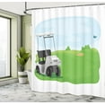 thumbnail image 4 of Ambesonne Golf Course Scene Shower Curtain, Car and Field, 69"Wx70"L, Lime Green Blue, 4 of 4