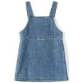thumbnail image 2 of KIDSCOOL SPACE Little Girl Denim Overalls,Simple Design Summer Jumpsuit Dress,Light Blue,5-6 Years, 2 of 5