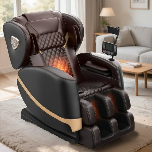 Znines Massage Chair Full Body, Zero Gravity Massage Chair with 10 Fix Rollers, Heating, Foot Massage, Bluetooth Speaker, Touch Screen Controller, Fit Office and Home, Black
