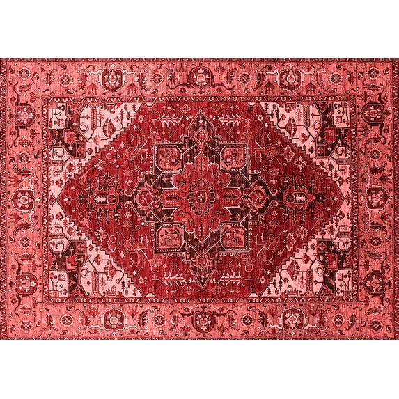 Ahgly Company Indoor Rectangle Oriental Red Industrial Area Rugs, 7' x 10'