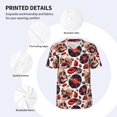 thumbnail image 3 of Rateoe record lips Skull Pattern Men’s Baseball Short Sleeve Polo Shirt, Midweight Men's Shirt Golf Shirt Polo Shirts Quick Dry Short-Medium, 3 of 7