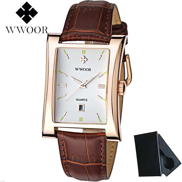 Square Watches for Men Leather Mens Square Watch with Date Original Waterproof Analog Quartz Fashion Business Casual Wristwatch