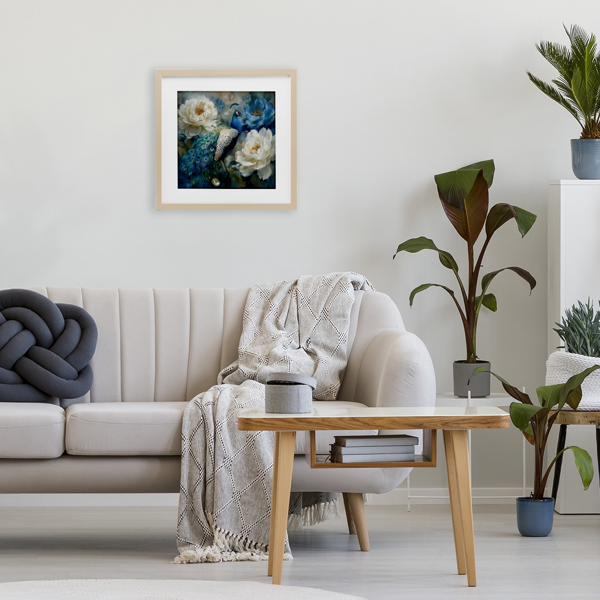 Stupell Industries Pretty Peony Peacock Birch Framed Print Under Glass, design by Tina LeCour