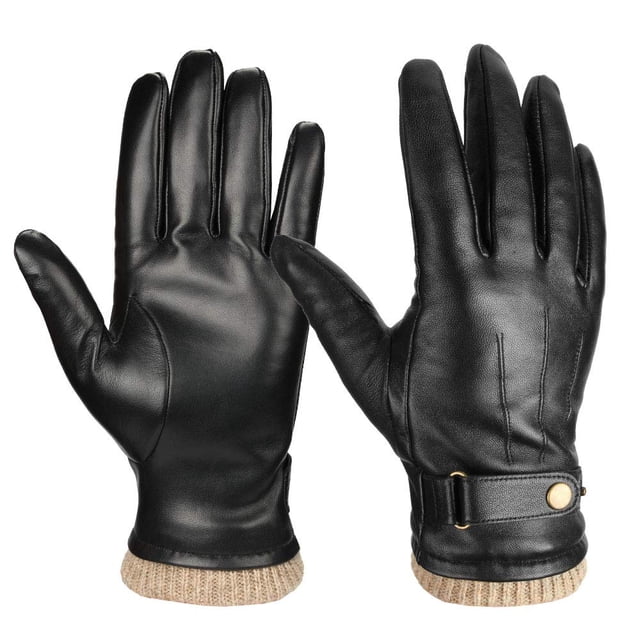 Winter Gloves OZERO Genuine Nappa Leather Warm Wool Lining