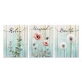 thumbnail image 6 of 3 Pieces Bathroom Picture Wall Art Abstract Flower and Leaves Painting Relax Unwind Breathe Signs Poster Canvas Print Artwork Framed for Bar Bedroom Each Panel 12x16 Inches （Green）, 6 of 6