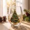 thumbnail image 4 of 1pc Christmas Stemless Wine Glass, Christmas Drinking Glasses for 3D Embossed Decor Cup, Hand Painted Raised Clear Glass Cup for Holiday Home Party Decor, 4 of 5