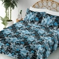 thumbnail image 3 of Ambesonne Floral Fitted & Flat Sheet with Shams 4 Pcs Set, Cold Tones Wild Flowers Art, King, Black Sky Blue and Grey, 3 of 5