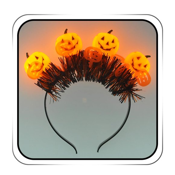 JEAIRTS Diadema de calabaza LED para Halloween, diadema iluminada con calavera, diadema gótica brillante, accesorios para el cabello para disfraz de Halloween (1 calabaza)