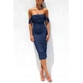 thumbnail image 2 of Vestido PRETTYGARDEN 2025 con Hombros Descubiertos y Fruncido Azul Marino M, 2 of 7