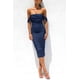 thumbnail image 2 of Vestido PRETTYGARDEN 2025 con Hombros Descubiertos y Fruncido Azul Marino M, 2 of 7