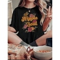 thumbnail image 1 of Camiseta con estampado floral Soul para mujer: cuello redondo, manga corta, cómoda camiseta de verano, mezcla de algodón y elastano, lavable a máquina, estilo inglés, tendencia de moda, para vacacione, 1 of 6