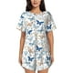 thumbnail image 1 of Fotbe Butterfly Conjunto de Pijama Estampado para Mujer, 2 Piezas, Ropa de Dormir con Camiseta de Manga Corta y Shorts Suaves-Large, 1 of 6