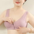 thumbnail image 4 of Riecok Womens Bra Wirefree Push Up Ladies Traceless Comfortable No Steel Ring Breathable Gathering Bra Woman Underwear Daily Bralette Breathable Wide Strap Basic Bra XL Purple, 4 of 8