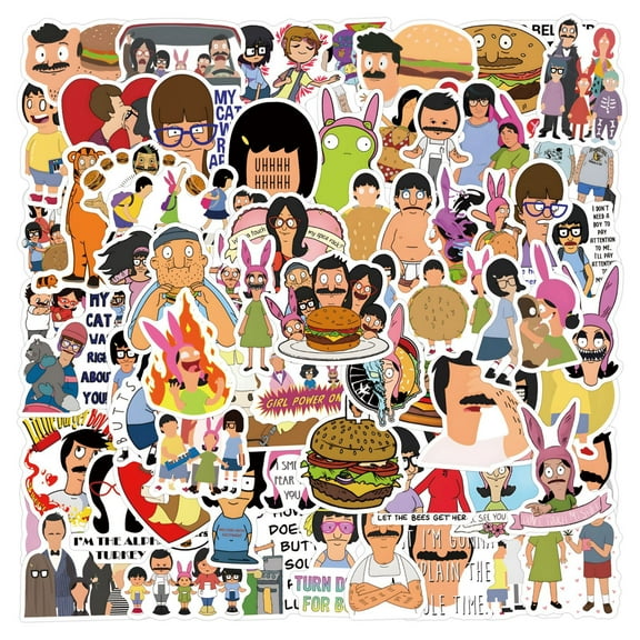100Pcs Bobs burgers Stickers for Kids Gifts Water Bottle Cup Laptop Guitar Car Bike Skateboard Luggage Box Waterproof