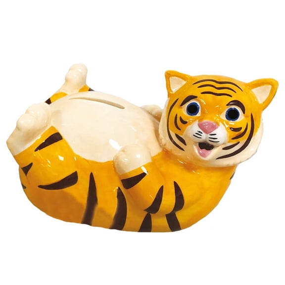 Crockery Critters Tiger Money Bank by Deluxebase – Ceramic Piggy Bank for Kids & Party Favors