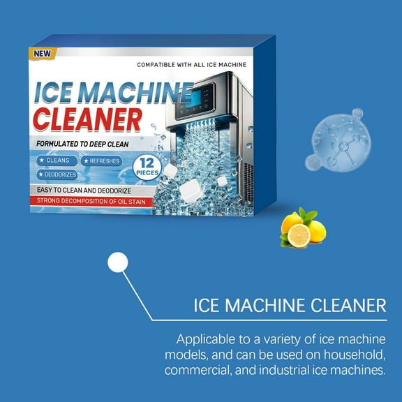 Ice Maker Cleaner Tablets, 2 Boxes of 12 Tablets Each for Descaling and Deodorizing Ice Machines, Easy to Use for Home and Commercial Ice Makers, Extends Appliance Lifespan