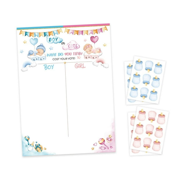 Juego de votación de Gender Reveal Boy Girl, Suministros de cumpleaños de , Central de fiesta, Género de género de diversión de servicios