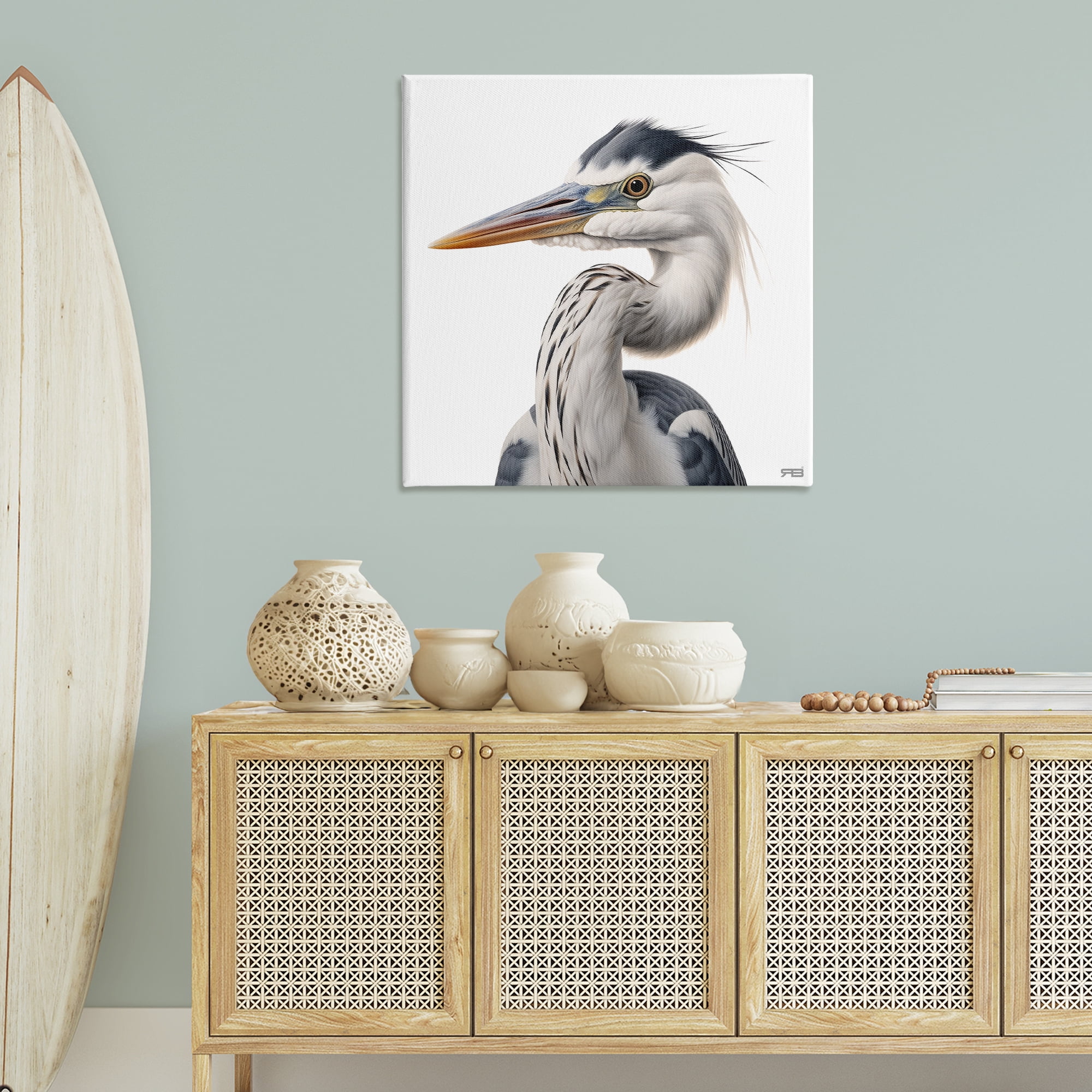 Stupell Industries Stoic Heron Looking Left Animals & Insects Painting Gallery Wrapped Canvas Art Print Wall Art, 36 x 36