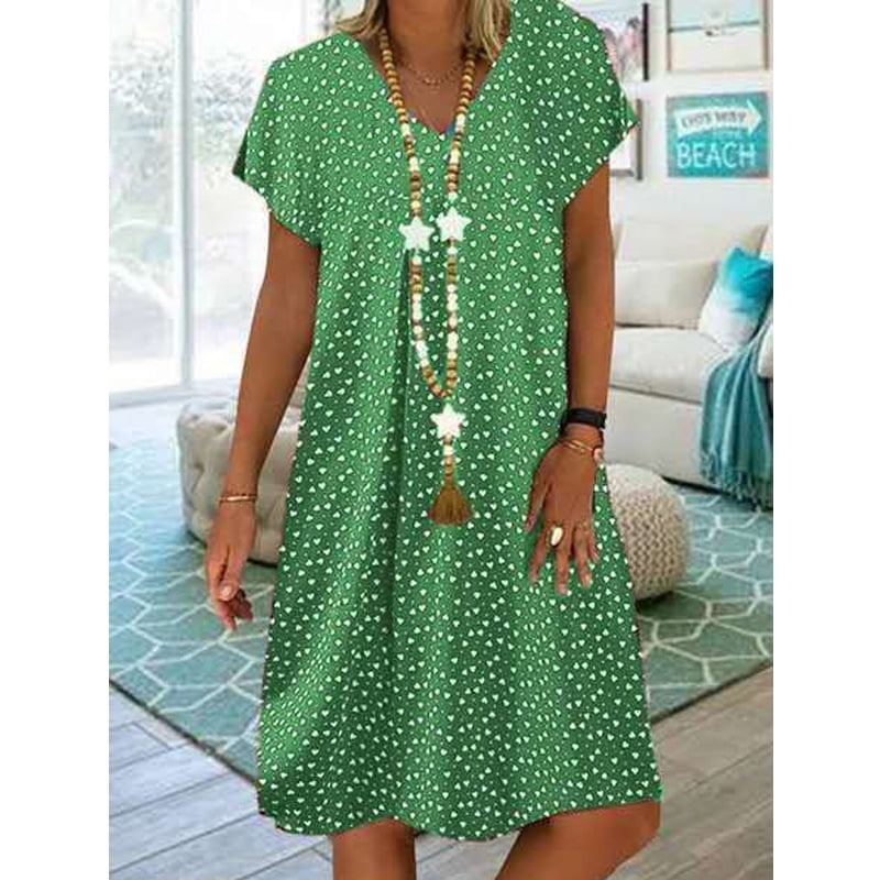 womens green polka dot dress