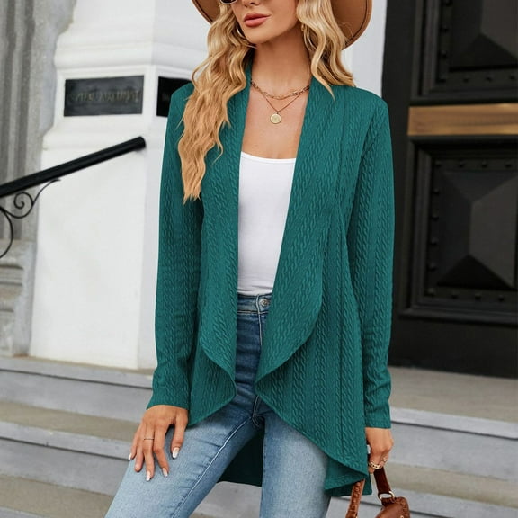 Women's 2023 Autumn And Winter Long Sleeved Solid Color Loose Cardigan Top Women's Knitted Coat Petite Sweaters for Women Petite Length Slouchy Cardigan Hooded Open Front Cardigan Kimonos for Women