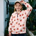 thumbnail image 2 of Uorisanigo Girls Half Zip Collar Sweatshirts Casual Strawberry Print Long Sleeve Pullover Jackets Fashion Fall Winter Clothes Athletic Sweatshirts Pullover Jacket Outerwear, 2 of 7