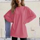 thumbnail image 1 of MHFRRA Camiseta de Manga Larga Suave y desgastada, Informal, Holgada, para Uso Diario y Cómoda. Rosa, 1 of 3