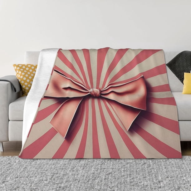 Fotbe Retro Bow Manta de Franela con Estampado, Manta Ultrasuave para Cama, Sofá, Auto, Hipoalergénica y Antibolitas-40"x30"
