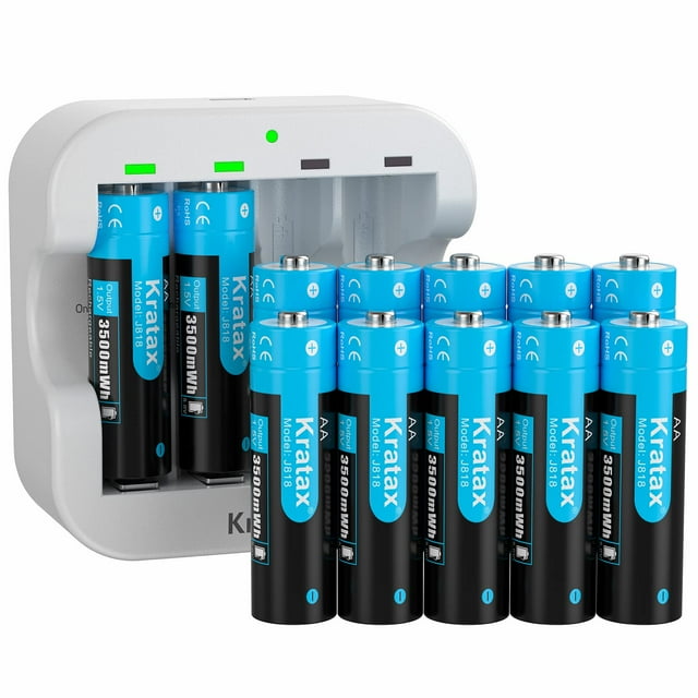 Pilas AA de litio recargables Kratax 1,5 V 3500 mWh, paquete de 12