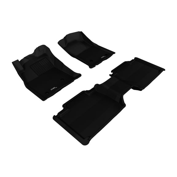 3D MAXpider Complete Set Custom Fit All-Weather Floor Mat for Select Toyota Tacoma Models - Kagu Rubber (Black)