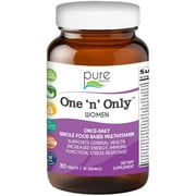 One N Only Multivitamin for Women - One a Day Whole Food Supplement with Superfoods, Minerals, Enzymes, Vitamin D, D3, B12, Biotin by Pure Essence - 30 Tablets