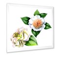 thumbnail image 2 of Designart 'Ancient White Camellia Flowers With Green Leaves' Traditional Framed Art Print, 2 of 4