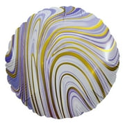 18 inch Agate Round - Purple & Gold Foil Mylar Balloon - Party Supplies Decorations