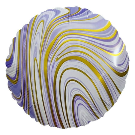 18 inch Agate Round - Purple & Gold Foil Mylar Balloon - Party Supplies Decorations
