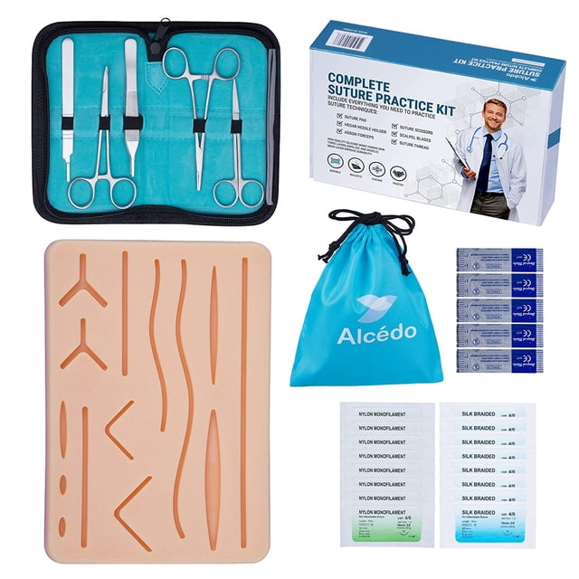 Kit de Práctica de Sutura Alcedo para Estudiantes de Medicina con 32 Accesorios Perfecto para Práctica Demostración Alcedo A-84546e66