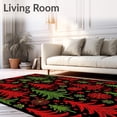 thumbnail image 2 of ODIKA 2'x3' Machine Washable Non-Slip Area Rug, Evergreen Holiday Tree Motif with Snowflake Accents in Festive Style High Traffic Rug with Pad, Red, 744208, 2 of 8