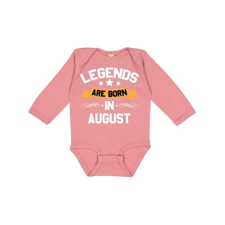 

Inktastic legends are born in august Gift Baby Boy or Baby Girl Long Sleeve Bodysuit