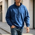 thumbnail image 4 of Gytharion Men's Mock Neck Sweatshirts Snap Button Ribbed Hem Solid Color Classic Pullovers Fall Warm Cozy Pullover Tops, 4 of 8