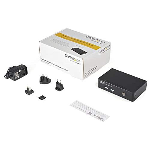 StarTech.com 2 Port USB HDMI KVM Switch with Audio and USB 2.0 Hub - 1080p (1920 x 1200), Hotkey Support - Dual Port Keyboard Video Monitor Switch (SV231HDMIUA)