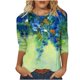 thumbnail image 2 of ICHUANYI Clearance Women's Fashion Printed T-shirt Mid-length 3/4 Sleeves Blouse Round Neck Casual Tops(Army Green, XXL) ICHUANYI WER2023081010936, 2 of 4
