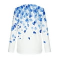 thumbnail image 5 of EchfiProm Womens Tops Pleated Fall Light blue Loose Floral Crew Neck T-Shirt for Ladies, 5 of 6