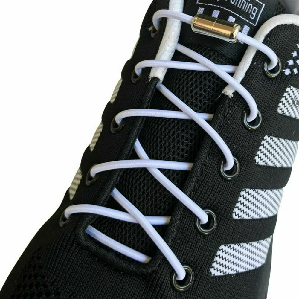4 Pairs Black Lazy No Tie Tieless Elastic Lock Laces ShoeLaces Strings