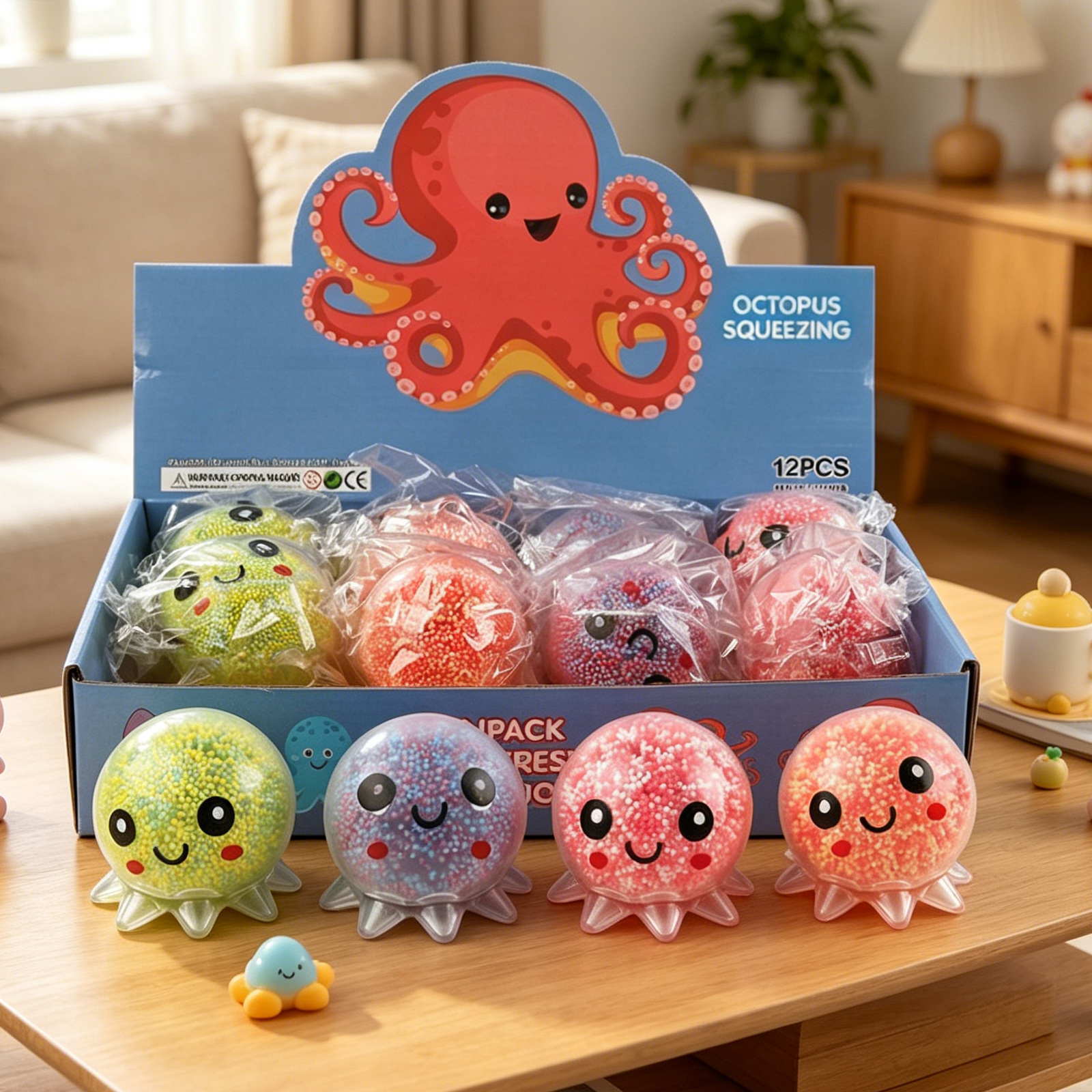 dutauuu 12 Pcs Octopus Silhouette Sensory Fidget Set, Micro-bead Filled Handout for Events, Cephalopod Theme Desk Gadget for Quiet Engagement, Bulk Artisan Party Bag Filler, Festive 12 Pack