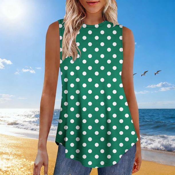 TaTaai Random Print Women Tank Top Summer Regular Fit Sleeveless Crew Neck Pullover Non See-through Machine Washable No Fading Casual Fashion Daily Wear Top Gift