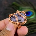 thumbnail image 3 of Natural Russian Charoite Gemstone Copper Wire Wrap Gift Ring Size 7.5, 3 of 4