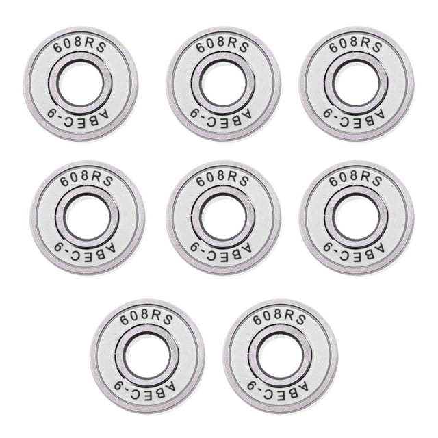 8 Pcs / Ensemble Roues de Planche à Roulettes en Acier Inoxydable ABEC Haute Performance - Blanc, 28x8x7mm