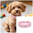 thumbnail image 2 of Pink Rhinestone Flower Dog Collar, Sparkly PU Leather Pet Necklace with Adjustable Buckle, for Small & Medium Dogs and Cats(Pink,M), 2 of 5