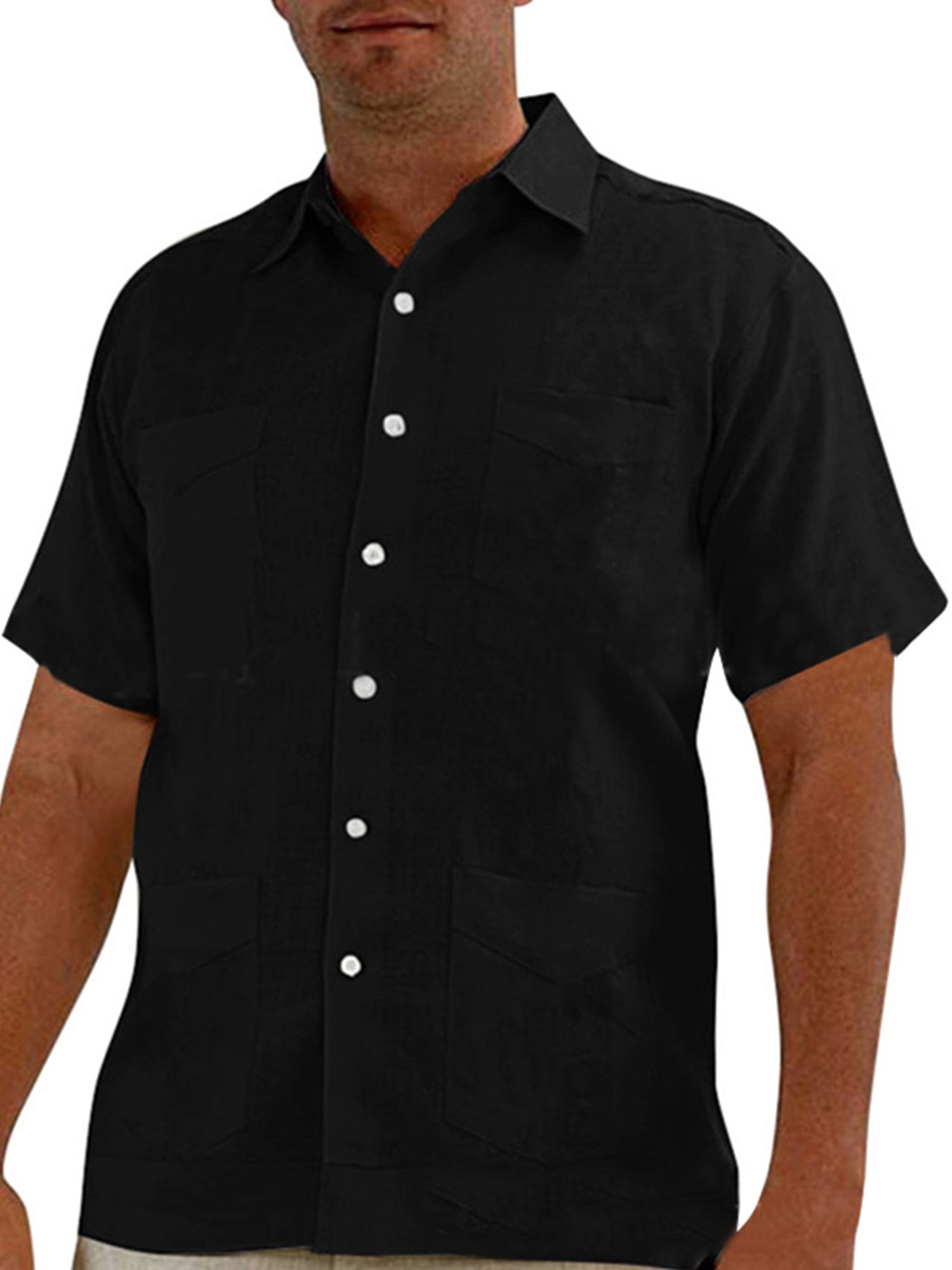 LianXiYou Mens Button Up Short-Sleeve Turn-Down Collar Sun Western Shirt